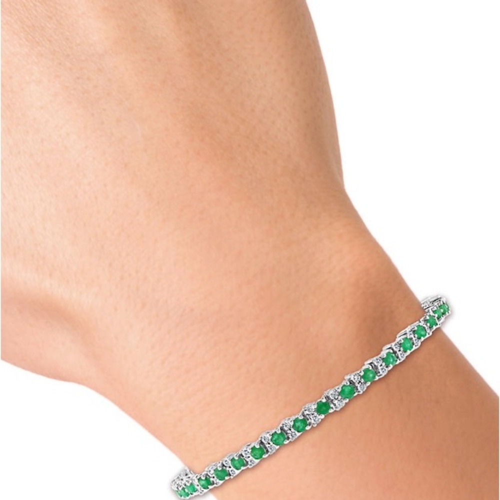 Effy emerald and diamond tennis bracelet - Picture 7 of 11